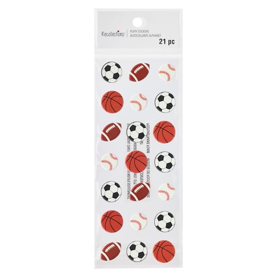 Sports Ball Puffy Stickers by Recollections&#x2122; Signature&#x2122;
